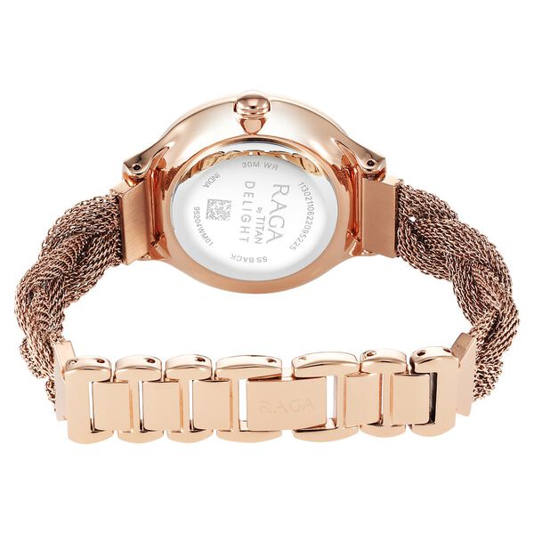 Titan Raga Delight Quartz Analog Rose Gold Round Dial Rose Gold Stainless Steel Strap Watch For Women - image number 6