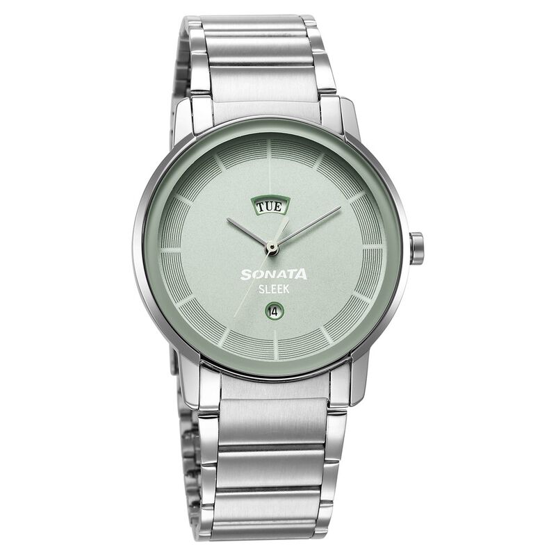 Sonata Sleek Green Dial Analog with Day and Date Watch for Men