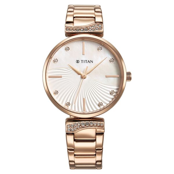 Titan Purple Style Up Quartz Analog Mother Of Pearl Dial Stainless Steel Strap Watch for Women - image number 0