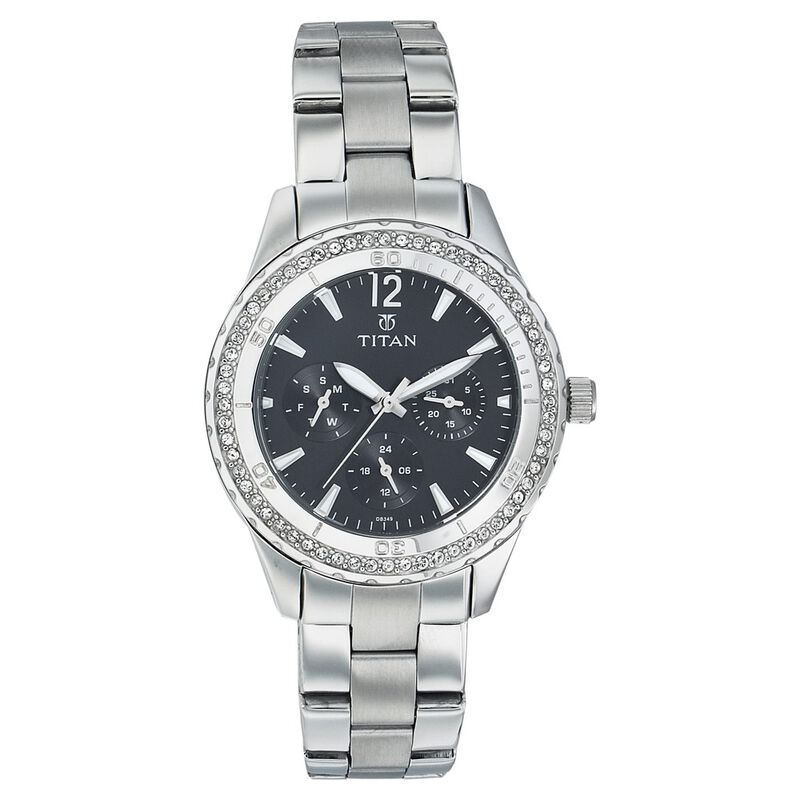 Titan Quartz Analog Black Dial Watch for Women