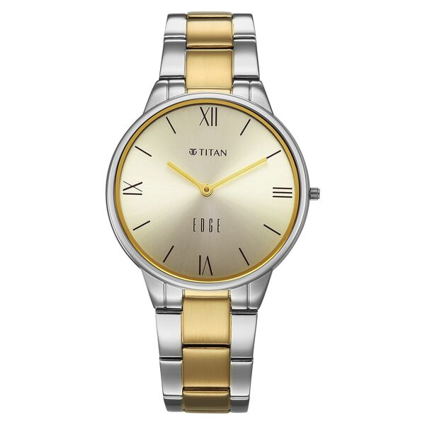 Titan Edge Gleam Quartz Analog Champagne Dial Two Toned Stainless Steel Strap Watch For Women - image number 0