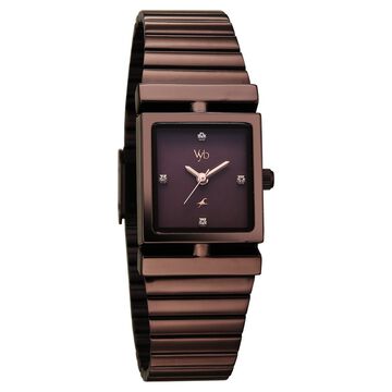 Vyb Showstopper By Fastrack Quartz Analog Brown Dial Brown Stainless Steel Strap Watch For Girls