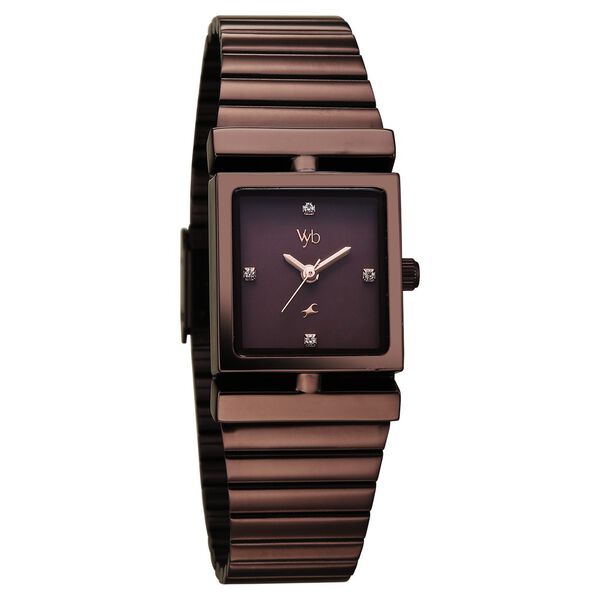 Vyb Showstopper By Fastrack Quartz Analog Brown Dial Brown Stainless Steel Strap Watch For Girls - image number 2