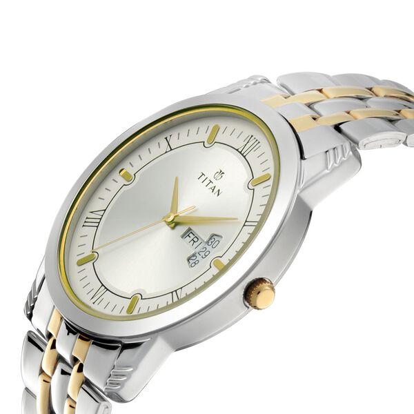 Titan Bandhan Quartz Analog with Day and Date Silver Dial Stainless Steel Strap Watch for Couple - image number 1