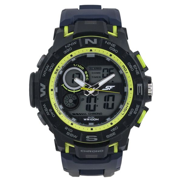 SF Neon Quartz Analog Digital Dial PU Strap Watch for Men - image number 0