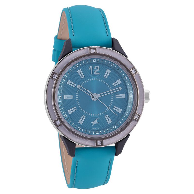 Fastrack Quartz Analog Blue Dial Leather Strap Watch for Girls