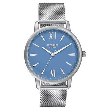 Sonata Poze Quartz Analog Blue Dial Mesh Strap Watch for Men