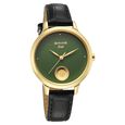 Sonata Sonata Gold Quartz Analog Sacred Forest Green With Gold Coin Dial Black Leather Strap Watch For Women - image number 0