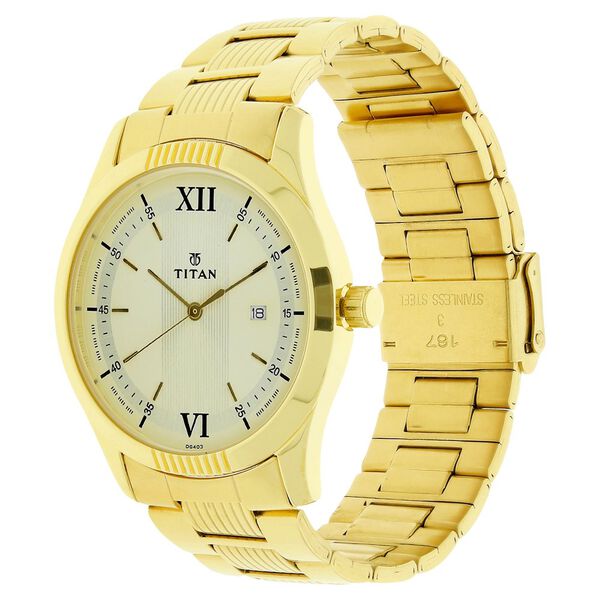 Titan Quartz Analog White Dial Stainless Steel Strap Watch for Men - image number 1