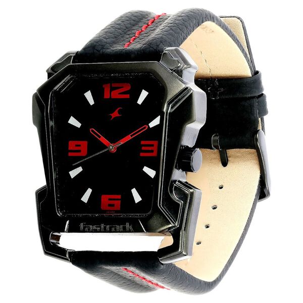 Fastrack Quartz Analog Black Dial Leather Strap Watch for Guys - image number 1