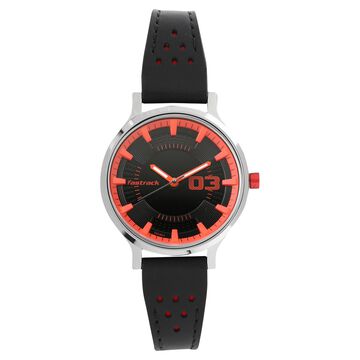 Fastrack Loopholes Quartz Analog Black Dial Leather Strap Watch for Girls