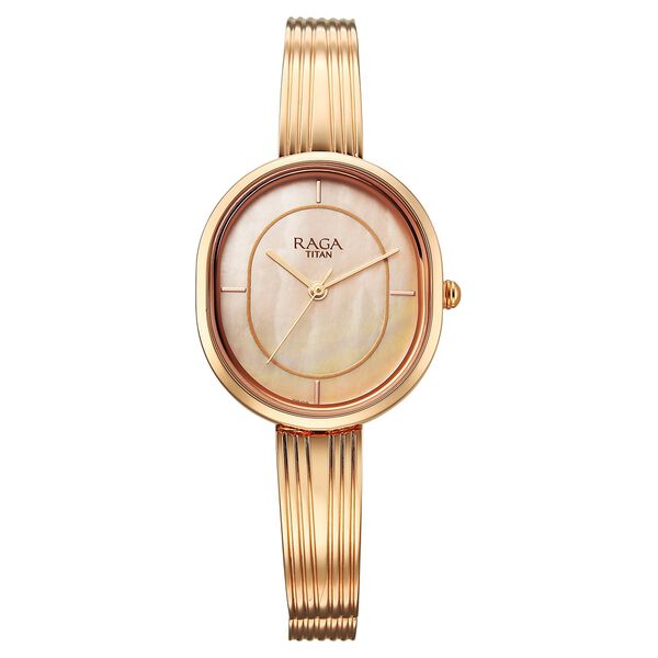 Titan Raga Contempore Quartz Analog Rose Gold Mother Of Pearl Dial Metal Strap Watch For Women - image number 1