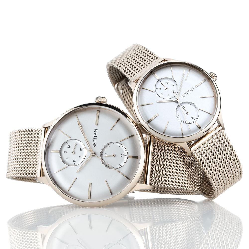 Buy Online Titan Quartz Multifunction White Dial Stainless Steel