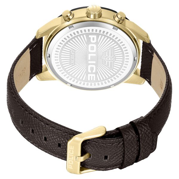 Police Quartz Multifunction Black Dial Brown Leather Strap Watch For Men - image number 3
