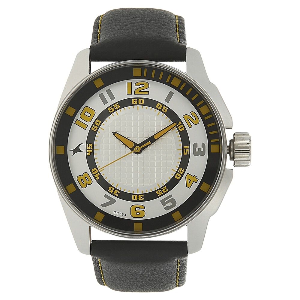 Buy Online Fastrack Quartz Analog Silver Dial Leather Strap Watch for Guys nk3089sl11 Titan