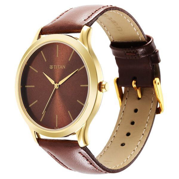 Titan Karishma Radiance Brown Dial Analog Leather Strap watch for Men - image number 3