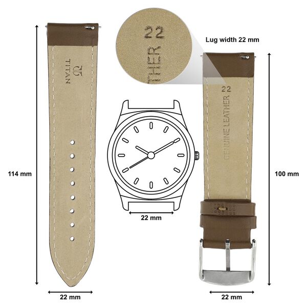 22 mm Brown Genuine Leather Strap for Men - image number 1