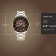 Titan Regalia Opulent Two-Eye Multifunction Brown Panda Dial Rose Gold And Steel Bimetal Strap Watch For Men - image number 3