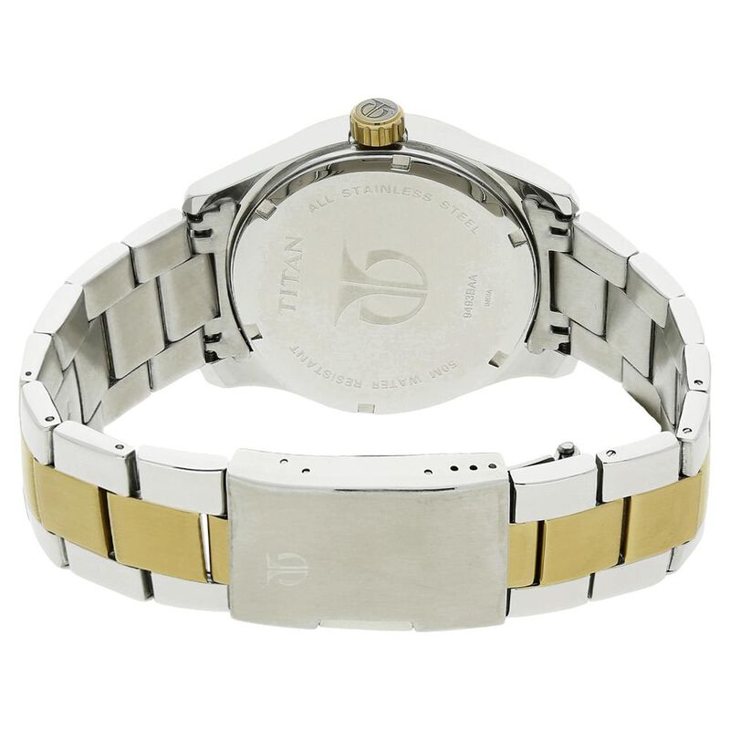 Titan Quartz Analog White Dial Metal Strap Watch for Men - image number 3