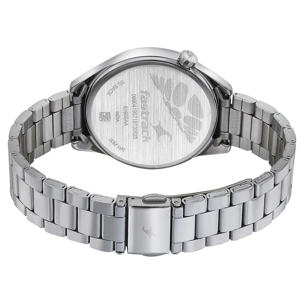 Fastrack Space Rover Quartz Analog Blue Dial Stainless Steel Strap Watch for Girls