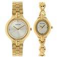 Sonata Quartz Analog Golden Dial Stainless Steel Strap Watch for Couple