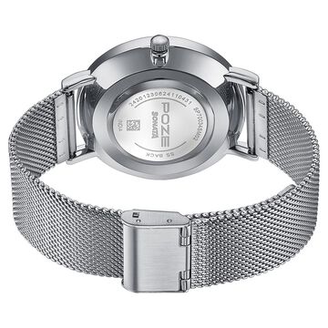 Sonata Poze Quartz Analog White Dial Silver Metal Strap Watch For Men