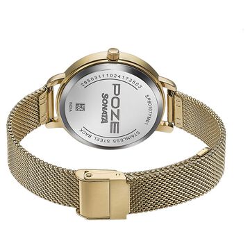 Sonata Poze Quartz Analog Green Dial Metal Strap Watch For Women