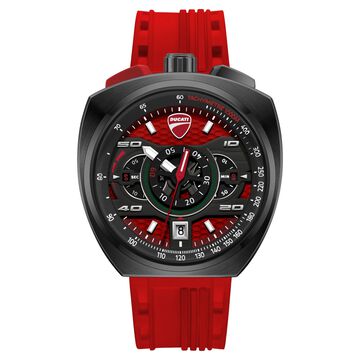 Ducati Quartz Chronograph Red Dial Red Silicone Strap Watch For Men