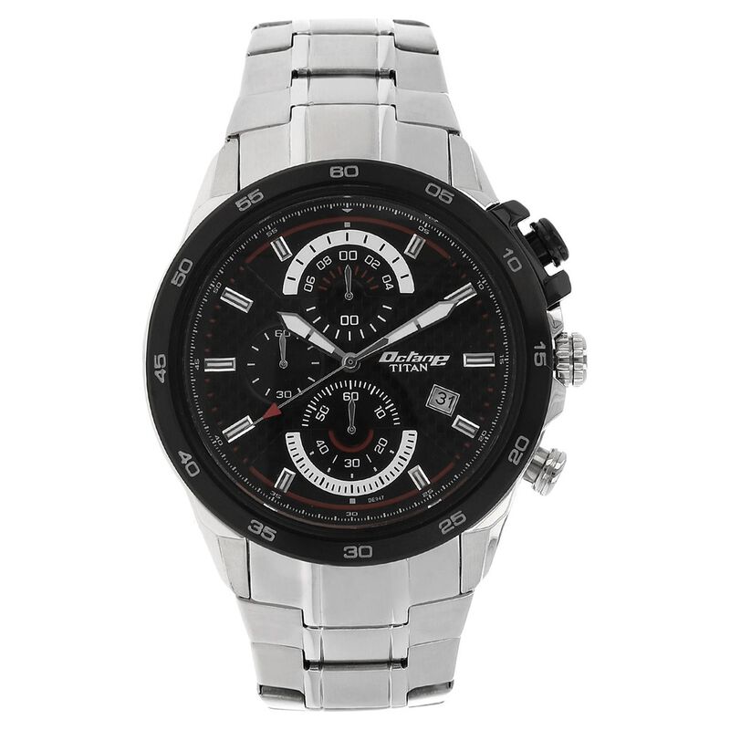 Titan Quartz Chronograph Black Dial Stainless Steel Strap Watch for Men