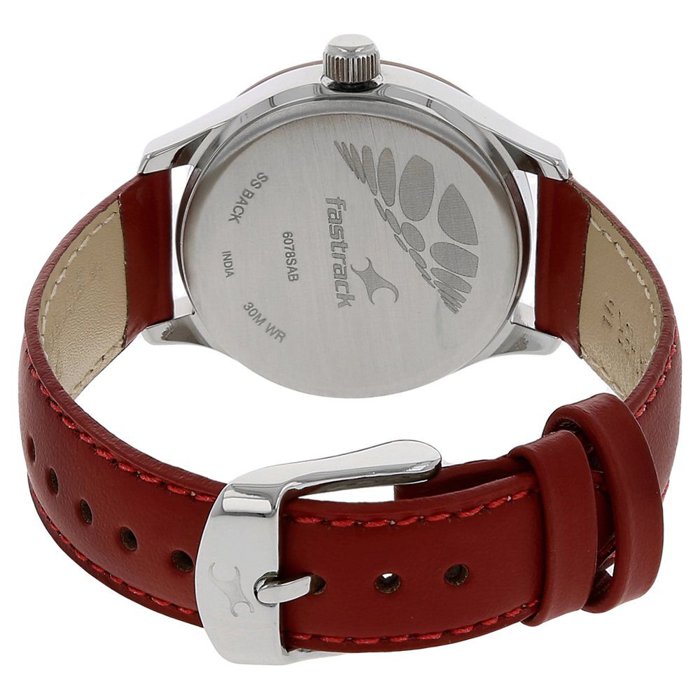 Buy Online Fastrack Quartz Analog Red Dial Leather Strap Watch for Girls nn6078sl06 Titan