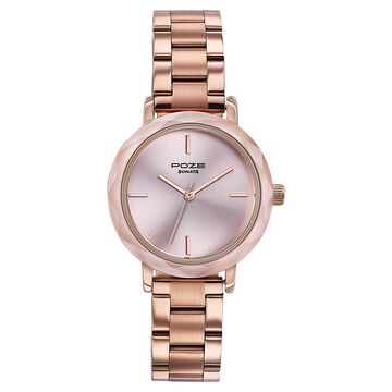 Sonata Poze Quartz Analog Pink Dial Stainless Steel Strap Watch For Women