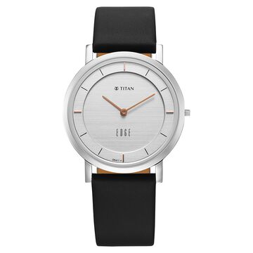 Titan Edge Quartz Analog White Dial Blue Leather Strap Watch For Men