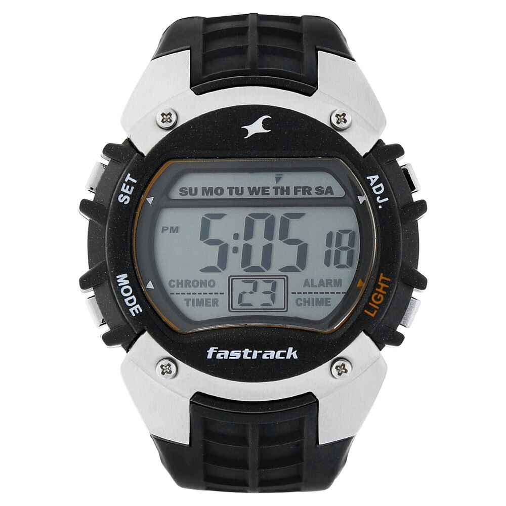Buy Online Fastrack Digital Grey Dial Plastic Strap Watch for Guys ne4058pp03 Titan