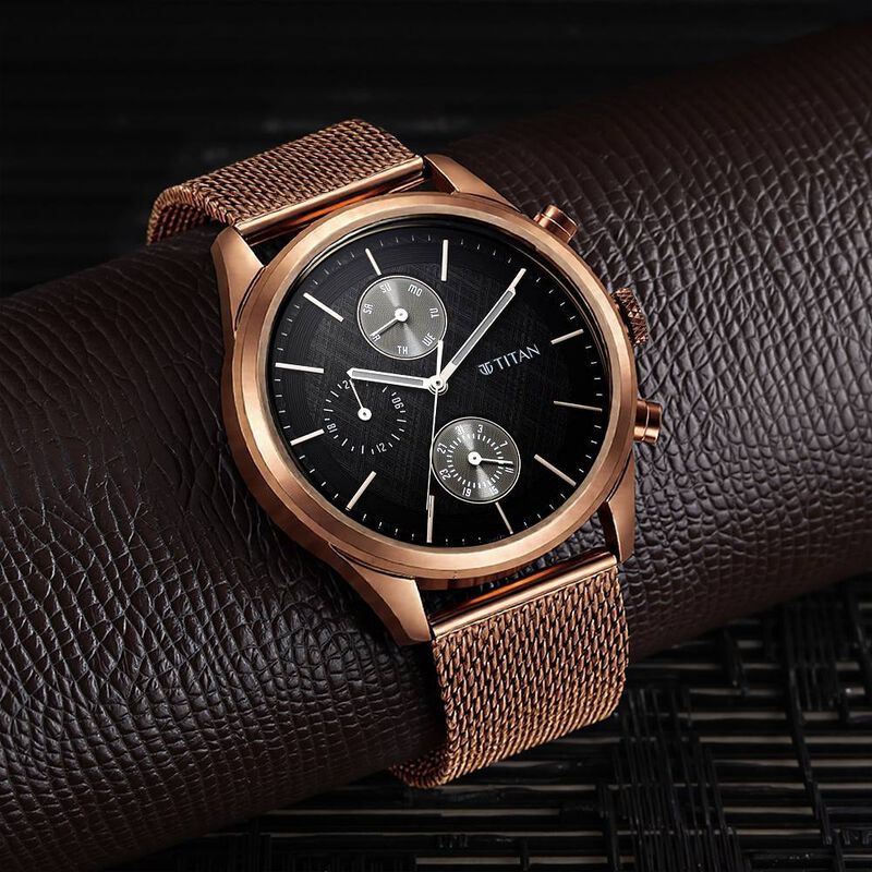 Titan Neo Splash Black Dial Quartz Analog with Date Stainless Steel Strap watch for Men