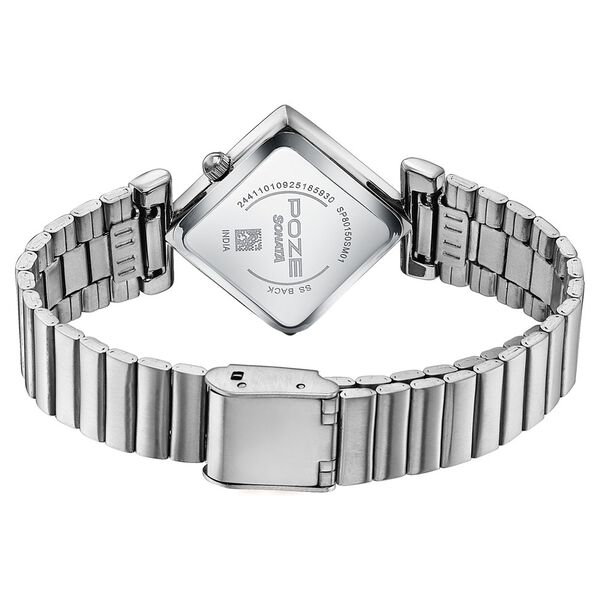 Poze By Sonata Quartz Analog Green Dial Silver Metal Strap Watch For Women - image number 6