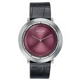 Sonata Sleek Burgundy Dial Silver-Tone Leather Strap Watch - image number 0