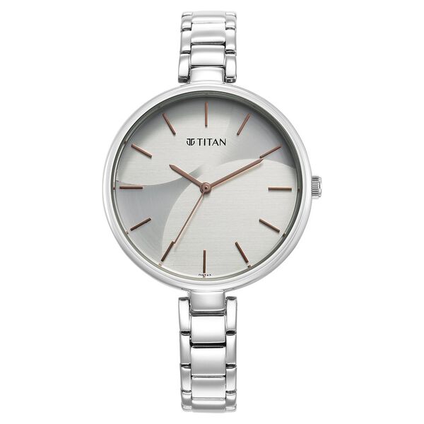 Titan Purple Stackables Quartz Analog Two Toned Dial Stainless Steel Strap Watch for Women - image number 1