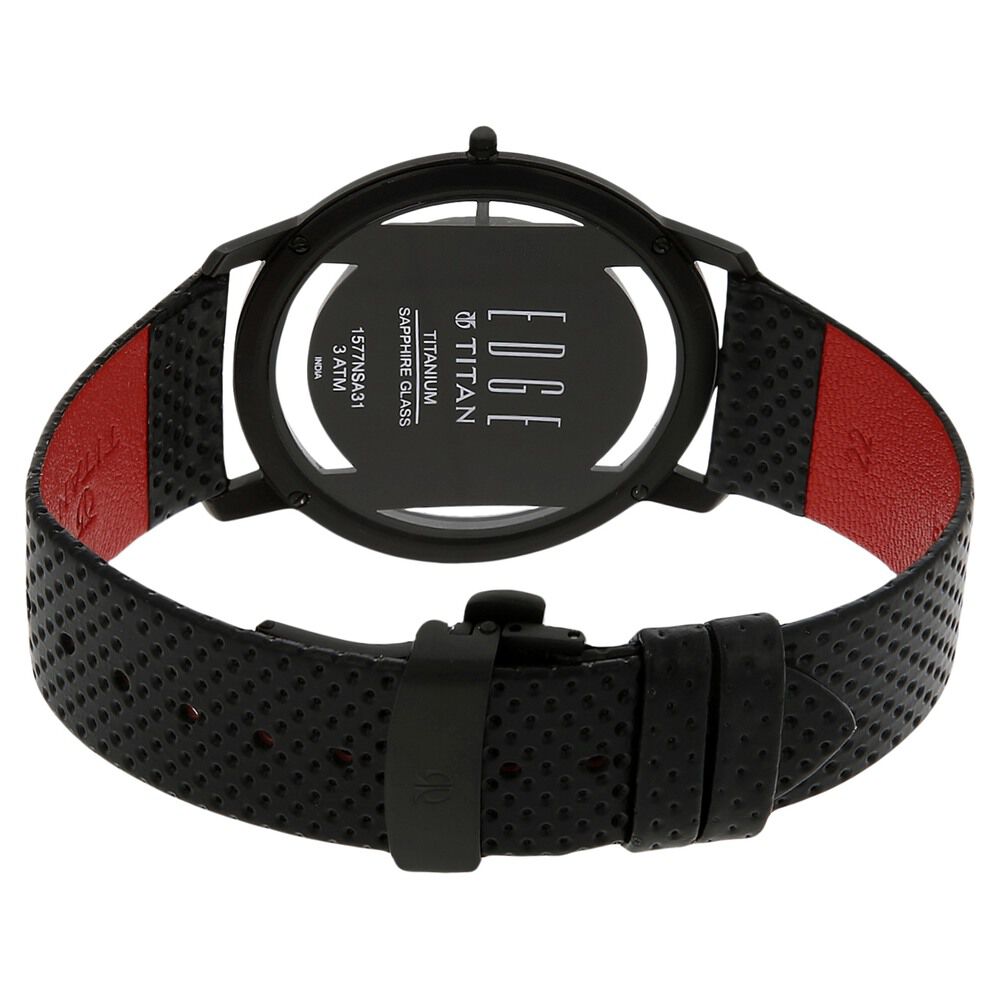 Titan Quartz Analog Black Dial Leather Strap Watch for Men