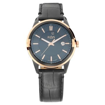 Xylys Quartz Analog with Date Black Dial Leather Strap Watch for Men