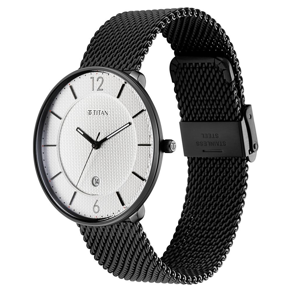 Buy Online Titan Minimals White Analog with Date Stainless Steel