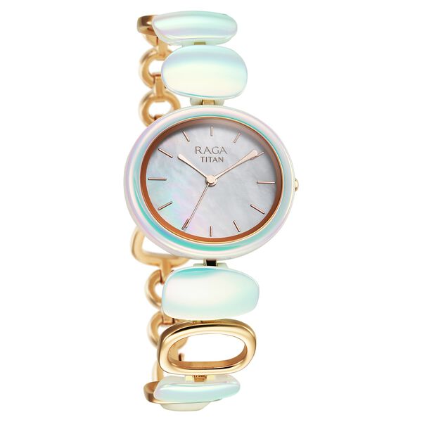 Titan Raga Ceramics Quartz Analog Mother Of Pearl Dial Metal & Ceramic Strap Watch For Women - image number 1