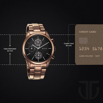 Titan Neo Splash Quartz Multifunction Black Dial Stainless Steel Strap Watch for Men