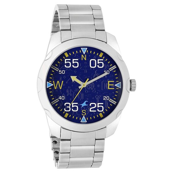 Fastrack Road Trip Quartz Analog Blue Dial Stainless Steel Strap Watch for Guys - image number 1