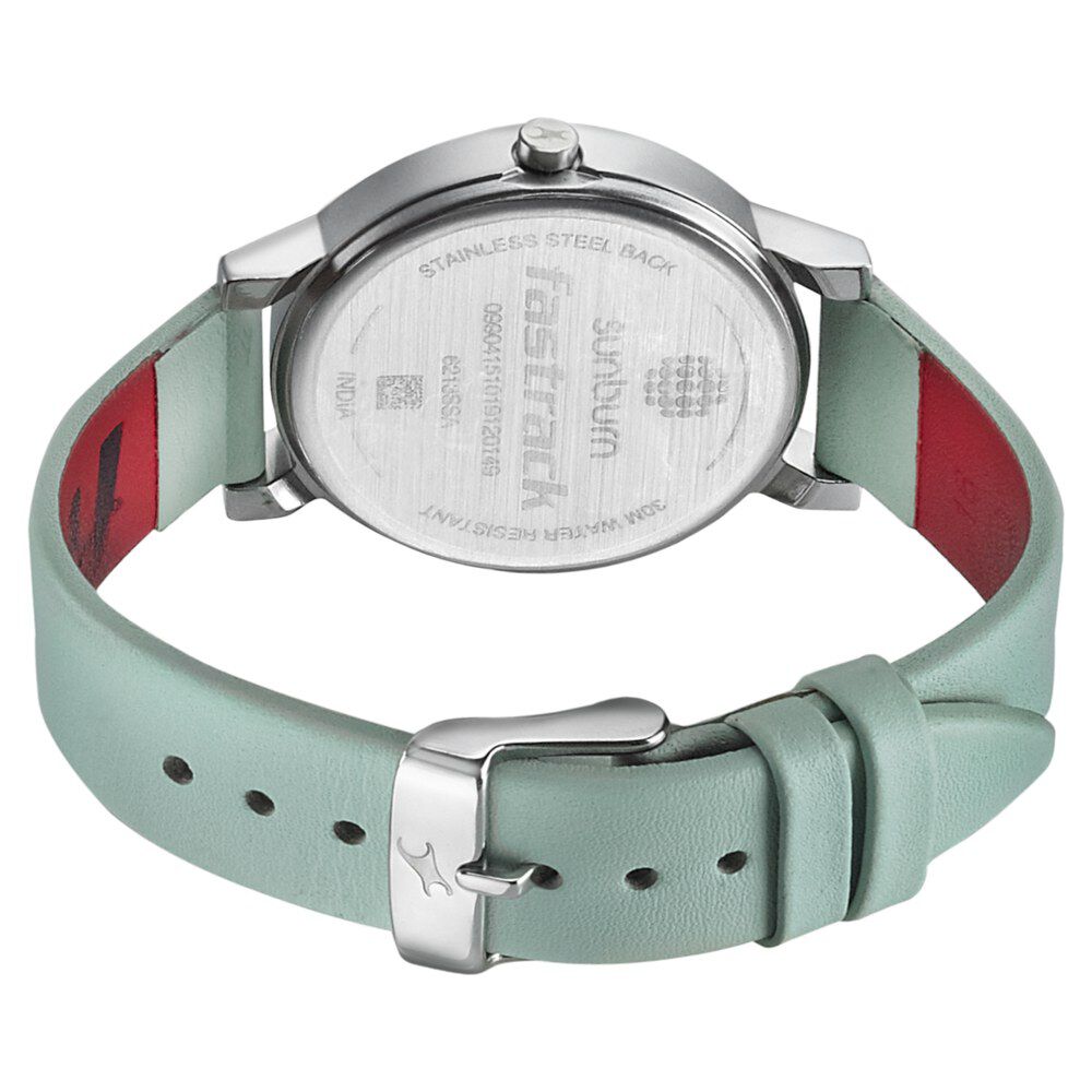 Buy Online Fastrack Sunburn Quartz Analog Green Dial Leather Strap Watch for Girls np6213sl01 Titan