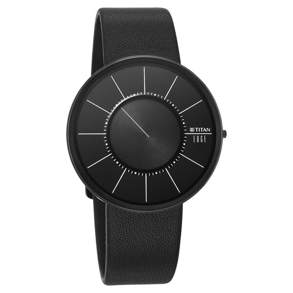 Titan Edge UltraSlim Quartz Analog Black Dial Black Leather Strap Watch For Men - image number 1