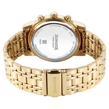 Sonata Wedding Multifunction Green Dial Stainless Steel Strap Watch For Men