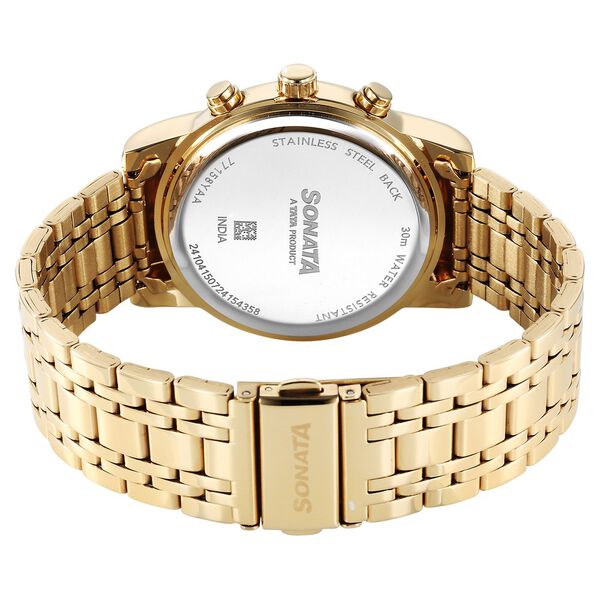 Sonata Wedding Multifunction Green Dial Stainless Steel Strap Watch For Men - image number 3