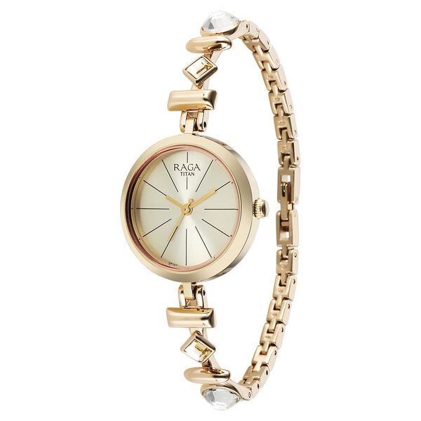 Titan Raga Viva Quartz Analog Champagne Dial Metal Strap Watch for Women - image number 2