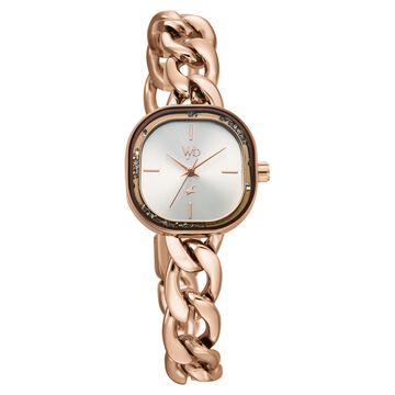 Vyb Starlet By Fastrack Quartz Analog Silver Dial Rose Gold Metal Strap Watch For Girls