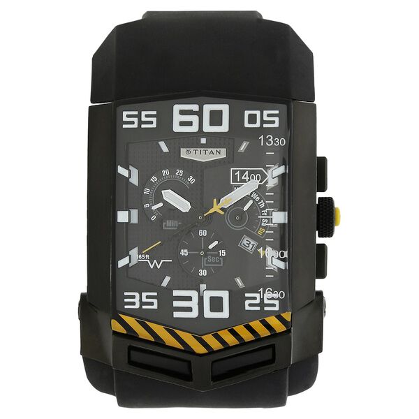 Titan Squadron Black Dial Chrono Stainless Strap watch for Men - image number 0
